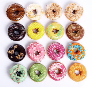 Bright, cheerful doughnuts
