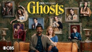 Poster of CBS sitcom Ghosts featuring its ensemble cast
